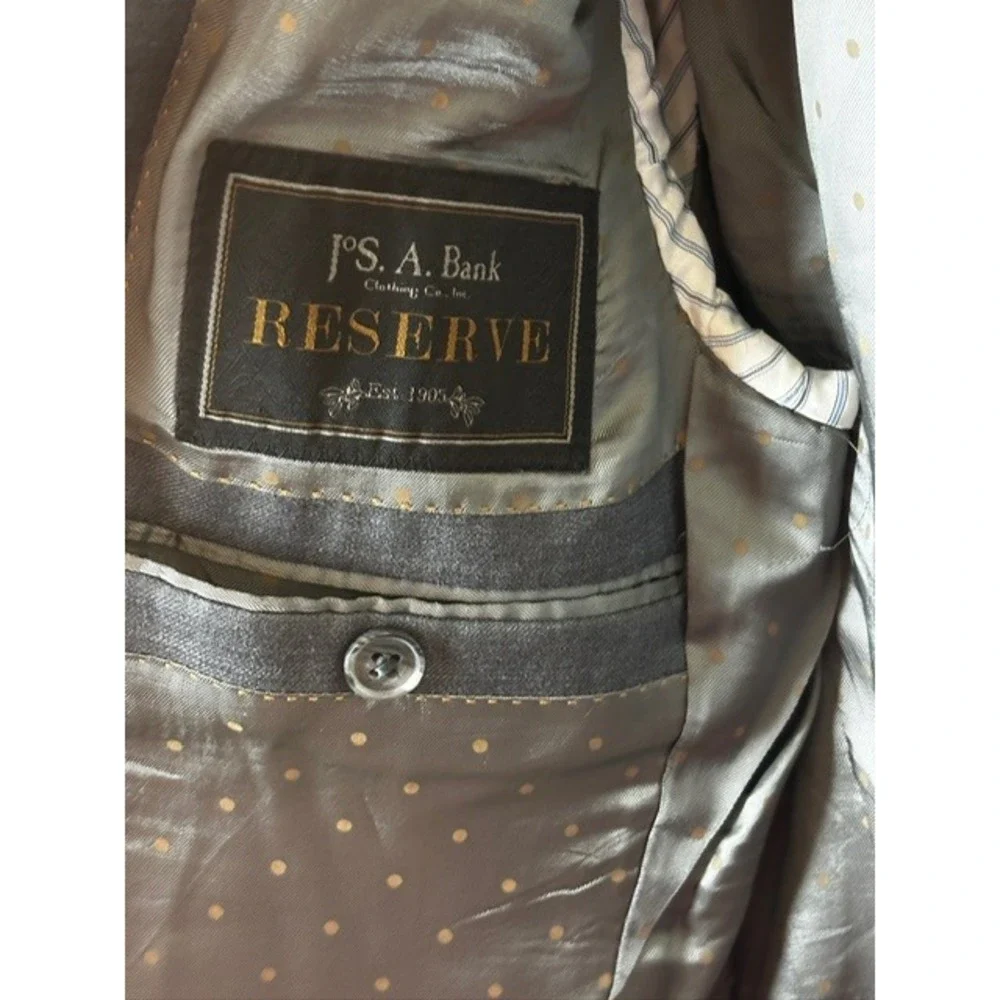 Mens‎ Jos A Bank Reserve 40R Wool Zignone Super 110s Italian Blazer Grey